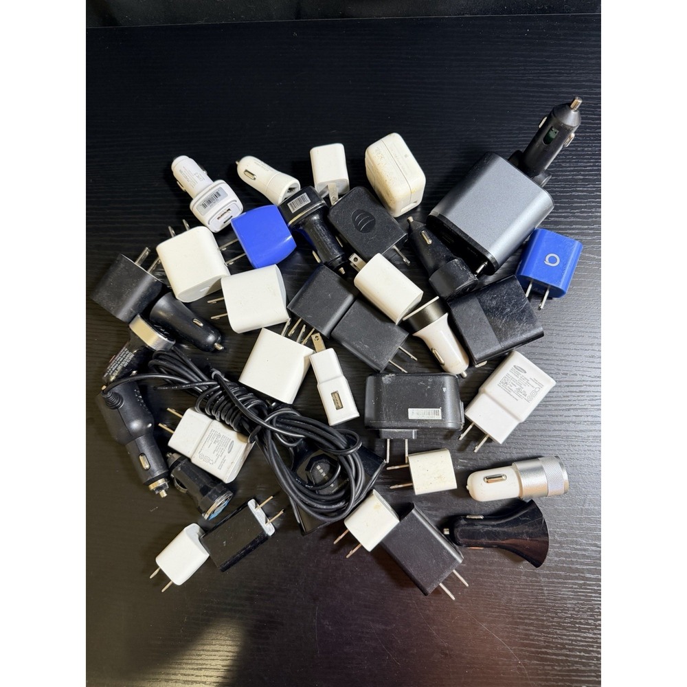 35pc Mixed USB Wall Car Chargers Power Adapters Samsung Apple OEM & Generic Lot